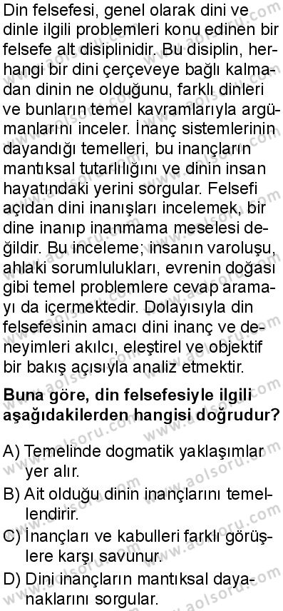Felsefe 2 Dersi 2025-2026 yılı 1. Dönem sınavı 8. Soru