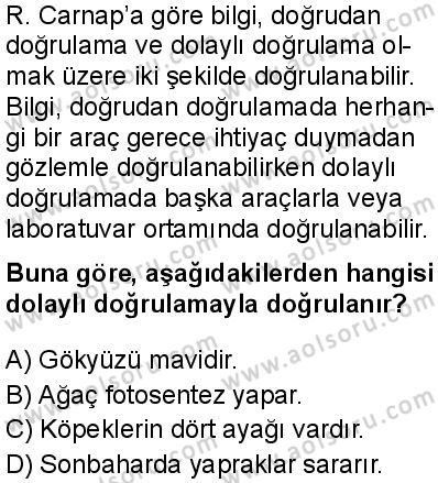 Felsefe 2 Dersi 2025-2026 yılı 1. Dönem sınavı 10. Soru