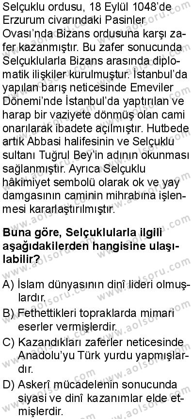 Tarih 3 Dersi 2025-2026 yılı 1. Dönem sınavı 1. Soru