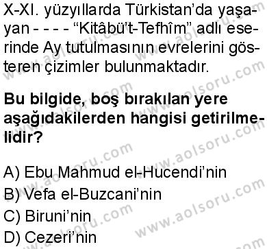 Tarih 3 Dersi 2025-2026 yılı 1. Dönem sınavı 5. Soru