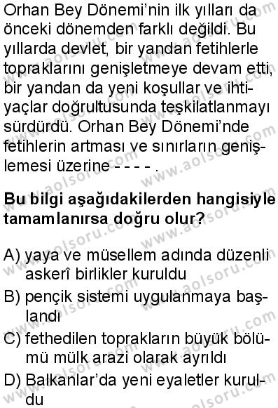 Tarih 3 Dersi 2025-2026 yılı 1. Dönem sınavı 9. Soru