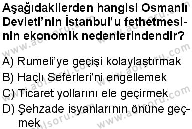 Tarih 4 Dersi 2025-2026 yılı 1. Dönem sınavı 3. Soru