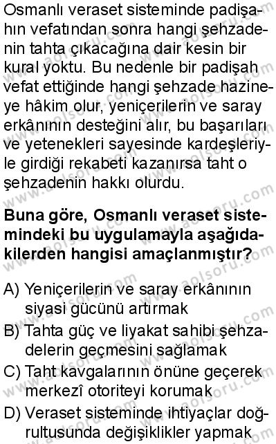 Tarih 4 Dersi 2025-2026 yılı 1. Dönem sınavı 5. Soru