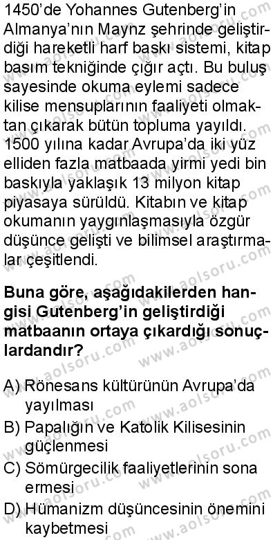 Tarih 4 Dersi 2025-2026 yılı 1. Dönem sınavı 7. Soru