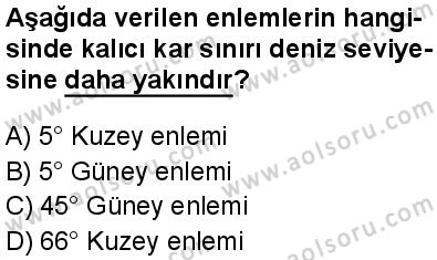 Coğrafya 3 Dersi 2025-2026 yılı 1. Dönem sınavı 9. Soru