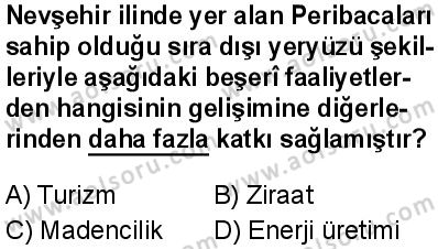 Coğrafya 3 Dersi 2025-2026 yılı 1. Dönem sınavı 10. Soru
