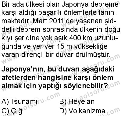 Coğrafya 4 Dersi 2025-2026 yılı 1. Dönem sınavı 7. Soru