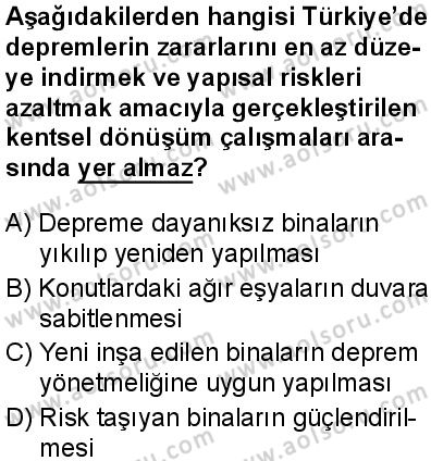 Coğrafya 4 Dersi 2025-2026 yılı 1. Dönem sınavı 8. Soru