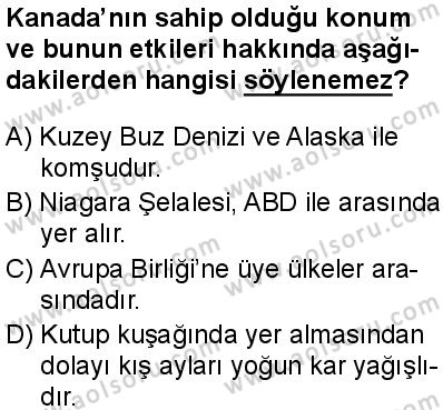 Seçmeli Coğrafya 4 Dersi 2025-2026 yılı 1. Dönem sınavı 2. Soru