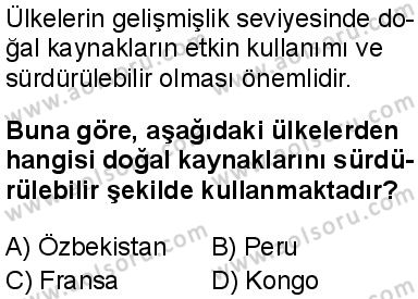 Seçmeli Coğrafya 4 Dersi 2025-2026 yılı 1. Dönem sınavı 8. Soru