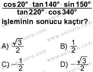 Seçmeli Matematik 1 Dersi 2025-2026 yılı 1. Dönem sınavı 2. Soru