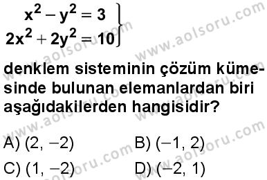 Seçmeli Matematik 1 Dersi 2025-2026 yılı 1. Dönem sınavı 9. Soru