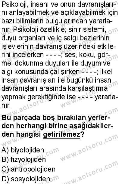 Seçmeli Psikoloji 1 Dersi 2025-2026 yılı 1. Dönem sınavı 2. Soru