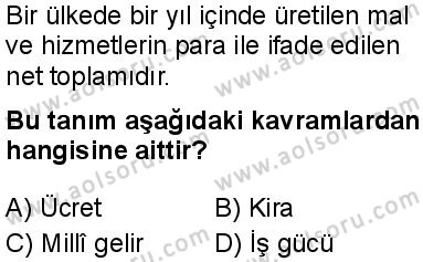 Seçmeli Sosyoloji 2 Dersi 2025-2026 yılı 1. Dönem sınavı 9. Soru