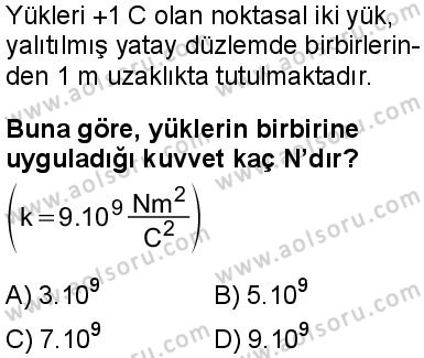 Seçmeli Fizik 2 Dersi 2025-2026 yılı 1. Dönem sınavı 1. Soru