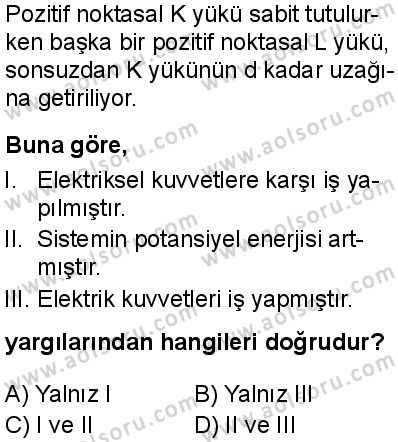 Seçmeli Fizik 2 Dersi 2025-2026 yılı 1. Dönem sınavı 3. Soru