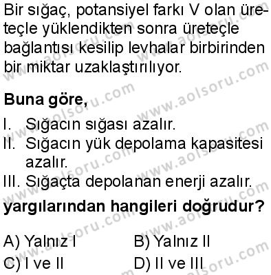 Seçmeli Fizik 2 Dersi 2025-2026 yılı 1. Dönem sınavı 8. Soru