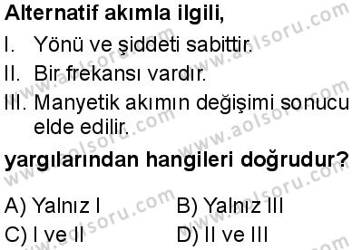 Seçmeli Fizik 2 Dersi 2025-2026 yılı 1. Dönem sınavı 10. Soru