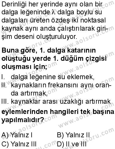 Seçmeli Fizik 3 Dersi 2025-2026 yılı 1. Dönem sınavı 9. Soru