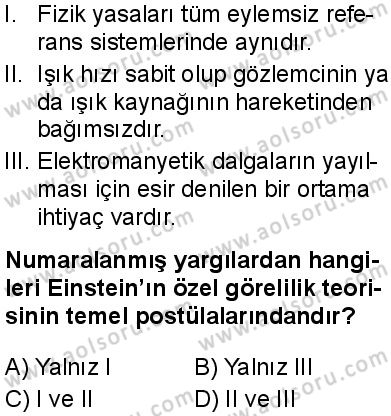 Seçmeli Fizik 4 Dersi 2025-2026 yılı 1. Dönem sınavı 6. Soru