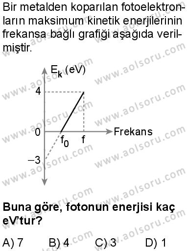 Seçmeli Fizik 4 Dersi 2025-2026 yılı 1. Dönem sınavı 7. Soru