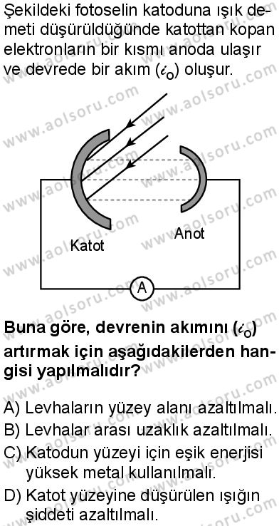 Seçmeli Fizik 4 Dersi 2025-2026 yılı 1. Dönem sınavı 8. Soru