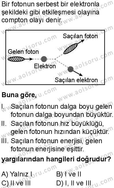 Seçmeli Fizik 4 Dersi 2025-2026 yılı 1. Dönem sınavı 9. Soru