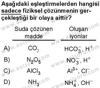 Kimya 4 Dersi 2025-2026 yılı 1. Dönem sınavı 3. Soru