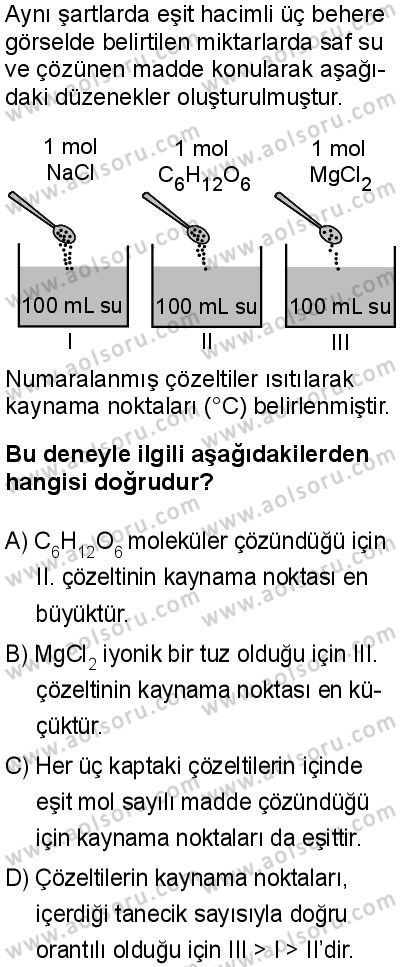 Kimya 4 Dersi 2025-2026 yılı 1. Dönem sınavı 8. Soru