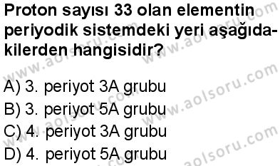 Seçmeli Kimya 1 Dersi 2025-2026 yılı 1. Dönem sınavı 3. Soru