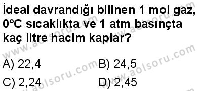 Seçmeli Kimya 1 Dersi 2025-2026 yılı 1. Dönem sınavı 8. Soru