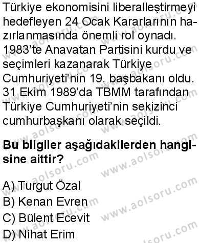 Seçmeli Çağdaş Türk ve Dünyası Tarihi 2 Dersi 2025-2026 yılı 1. Dönem sınavı 7. Soru