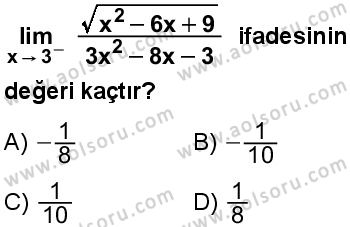 Seçmeli Matematik 4 Dersi 2025-2026 yılı 1. Dönem sınavı 1. Soru