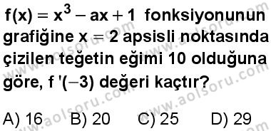 Seçmeli Matematik 4 Dersi 2025-2026 yılı 1. Dönem sınavı 3. Soru