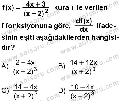 Seçmeli Matematik 4 Dersi 2025-2026 yılı 1. Dönem sınavı 4. Soru