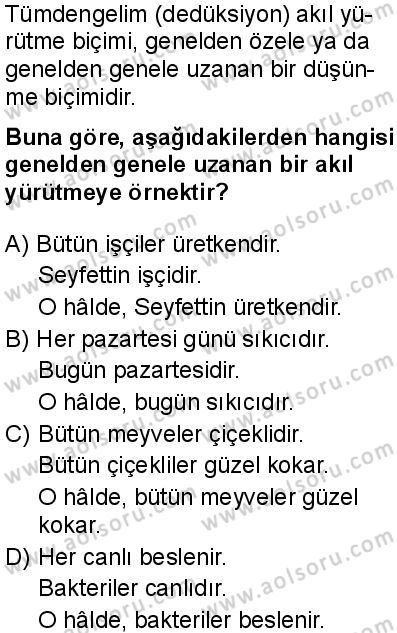 Seçmeli Mantık 1 Dersi 2025-2026 yılı 1. Dönem sınavı 1. Soru