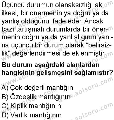 Seçmeli Mantık 1 Dersi 2025-2026 yılı 1. Dönem sınavı 2. Soru