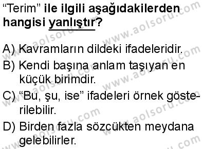 Seçmeli Mantık 1 Dersi 2025-2026 yılı 1. Dönem sınavı 4. Soru