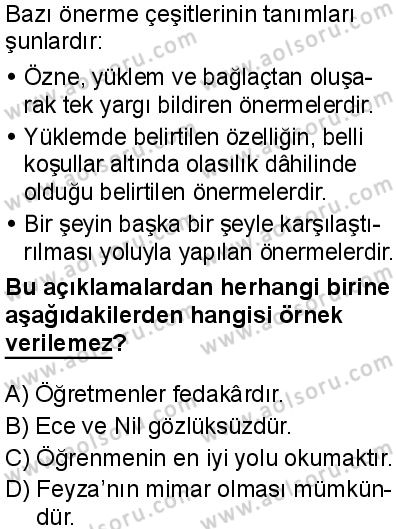 Seçmeli Mantık 1 Dersi 2025-2026 yılı 1. Dönem sınavı 7. Soru