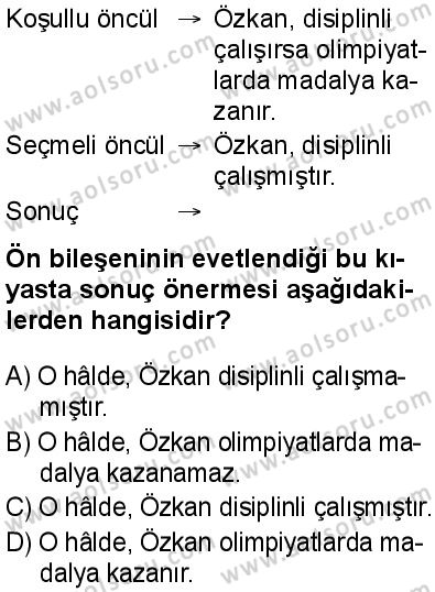 Seçmeli Mantık 1 Dersi 2025-2026 yılı 1. Dönem sınavı 10. Soru