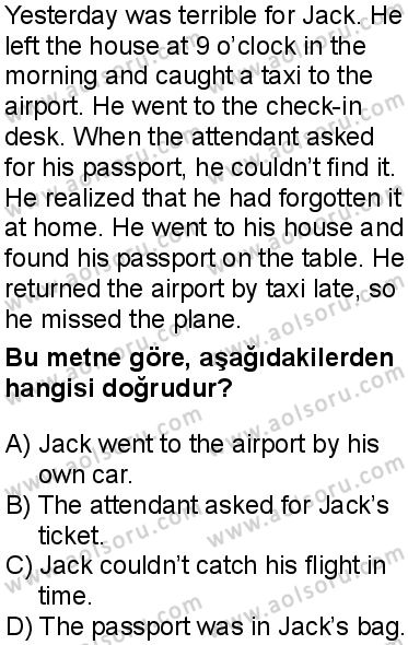İngilizce 6 Dersi 2025-2026 yılı 1. Dönem sınavı 10. Soru