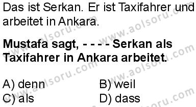 Almanca 6 Dersi 2025-2026 yılı 1. Dönem sınavı 1. Soru