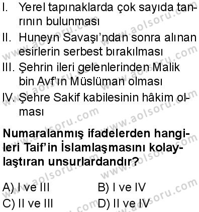 Seçmeli Peygamberimizin Hayatı 3 Dersi 2025-2026 yılı 1. Dönem sınavı 3. Soru