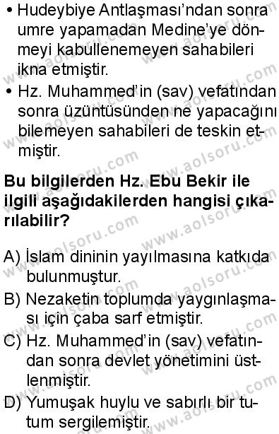 Seçmeli Peygamberimizin Hayatı 3 Dersi 2025-2026 yılı 1. Dönem sınavı 8. Soru