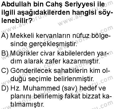 Seçmeli Peygamberimizin Hayatı 4 Dersi 2025-2026 yılı 1. Dönem sınavı 4. Soru