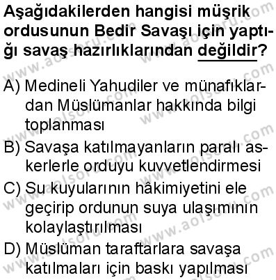Seçmeli Peygamberimizin Hayatı 4 Dersi 2025-2026 yılı 1. Dönem sınavı 5. Soru