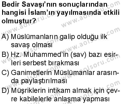 Seçmeli Peygamberimizin Hayatı 4 Dersi 2025-2026 yılı 1. Dönem sınavı 6. Soru