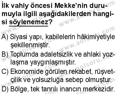 Seçmeli Peygamberimizin Hayatı 4 Dersi 2025-2026 yılı 1. Dönem sınavı 10. Soru