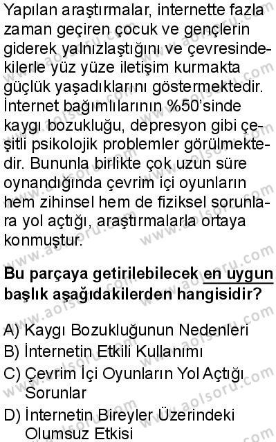 Türk Dili ve Edebiyatı 2 Dersi 2025-2026 yılı 1. Dönem sınavı 1. Soru