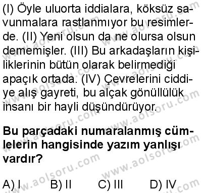 Türk Dili ve Edebiyatı 2 Dersi 2025-2026 yılı 1. Dönem sınavı 10. Soru